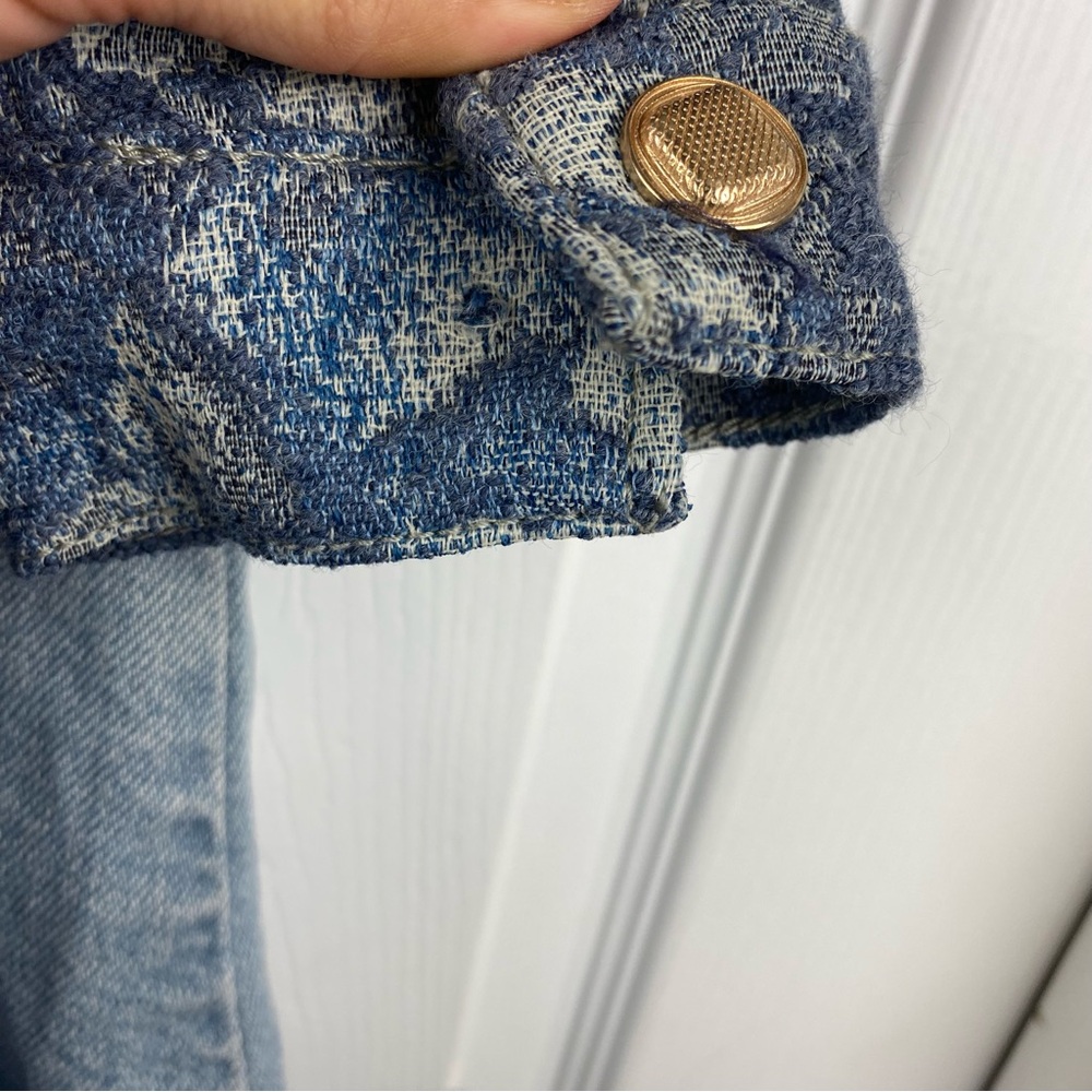 Zara Mixed Media Button Up Mini Dress Denim Jacquard Long Jacket NWT - Picture 6 of 9